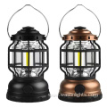 Japan Korea Best Selling Antique Flicker Flame COB Hanging AA/USB Rechargeable Plastic Led Lantern For Outdoor Camping Hiking